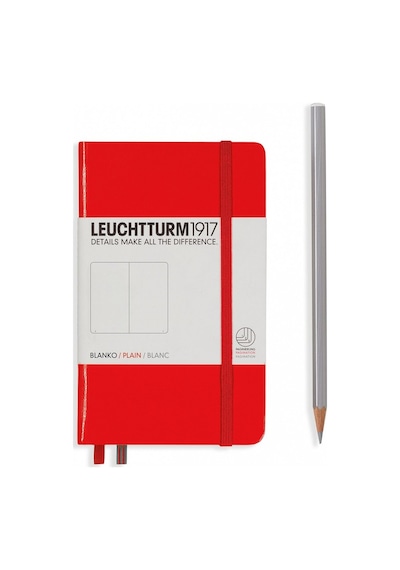 Leuchtturm1917 Not Defteri Cep Boy A6 , Sert Kapak, 187 Numaralandırılmış Sayfa, Düz, Kırmızı