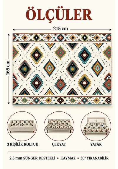 Çok Amaçlı Kadife Koltuk Örtüsü Kaymaz Süngerli 165x215 Cm Modern Bohem Çekyat Şalı Piknik Masa Örtüsü Alk13 Bej