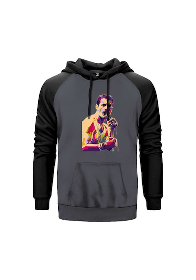 Queen Freddie Mercury Portre Gri Renk Reglan Kol Sweatshirt Gri