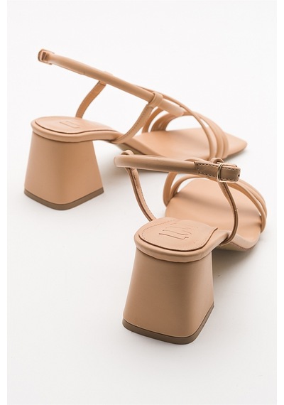 Luvishoes Daisy Koyu Bej Cilt Kadın Topuklu Ayakkabı Koyu Bej
