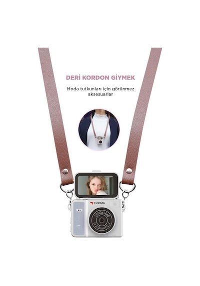 Torima Mini Dijital Kamera 2k Flip Ekranlı Selfie Video Vlog Kamerası Cmr46 Mavi