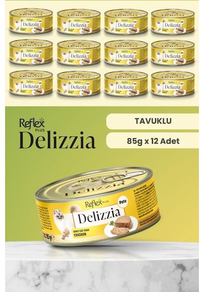 Reflex Plus Delizzia / Kıyılmış Tavuklu Yetişkin Kedi Maması 85g X 12 Adet