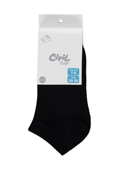 Civil Boys Siyah 3'lü 3-11 Yaş Erkek Çocuk Patik Çorap - Standart