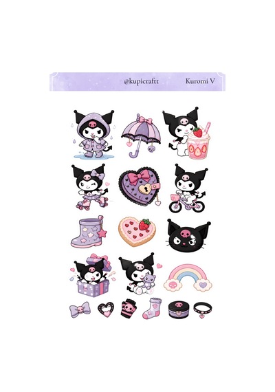 5 Sayfa Kuromi Sticker Seti- Kuromi Sticker 0
