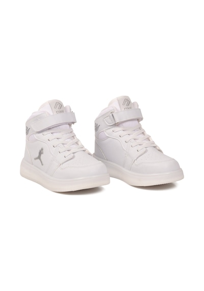 Cool Beyaz Cırtlı Basket Tarzı Bilek Boy Sneaker Erkek Çocuk Spor Ayakkabı Haykat Uzun Air