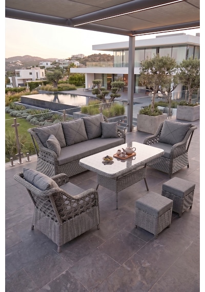 Frezya Serisi 1. Sınıf 3+1+1+2+2 Yastık Gri Rattan Gri Minder Bahçe Balkon Oturma Koltuk Takımı Frezya Serisi 1. Sınıf 3+1+1+2+2 Yastık Gri Rattan Gri Minder Bahçe Balkon Oturma Koltuk Takımı