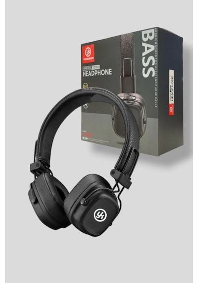 Yeni Nesil Şık Tasarım Extra Bass Kablosuz Kulak Üstü Bluetooth Kulaklık Işıklı Mikrofonlu Siyah - 603506380