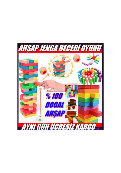 Ahşap Jenga Denge ve Beceri Oyunu Zeka Geliştirici Janga