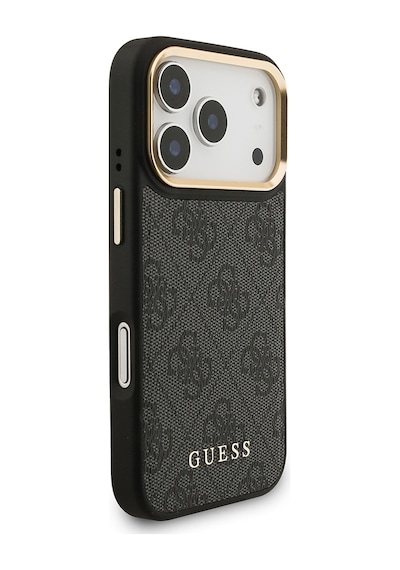 Apple Uyumlu iPhone 17 Pro Kılıf Guess Lisanslı M-safeli 4g Metal Büyük Logolu Kartlıklı Kapak Siyah Siyah