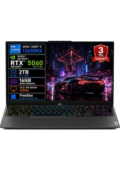 Lenovo LOQ 15IPH11 83SL001ATR-01 Core Ultra 7-356H 16 GB 2 TB SSD RTX5060 15.3" Free Dos Dizüstü Bilgisayar