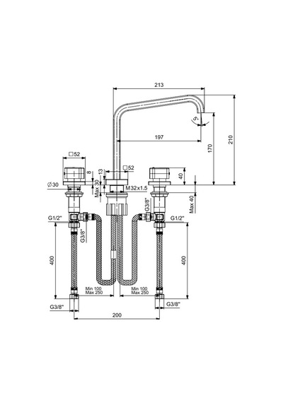 Eca Royal Ankastre Lavabo Bataryası Duvardan 3 Delikli Düz Çıkış Uçlu 102106666