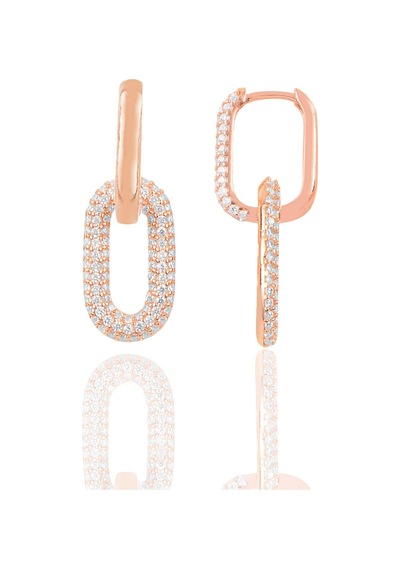 Gümüş Rose Zirkon Taşlı Sallantılı Trend Küpe