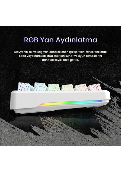 Aula F87 Pro Mekanik Rgb Tkl Kayhua İntelligent Switch Kablosuz Makrolu Hot Swap Klavye Desenli Beyaz