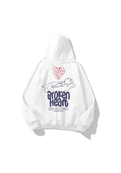 Startmore Unisex Broken Heart Sweatshirt Hoodie Beyaz Beyaz