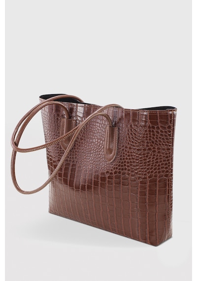 Housebags Kadın Retro Vintage Shopper Çanta Taba Krokodil 264 Taba