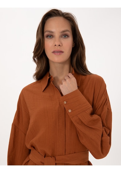 Pierre Cardin Kadın Tarçın Gömlek Desenli 50309964-vr191 Tarçın