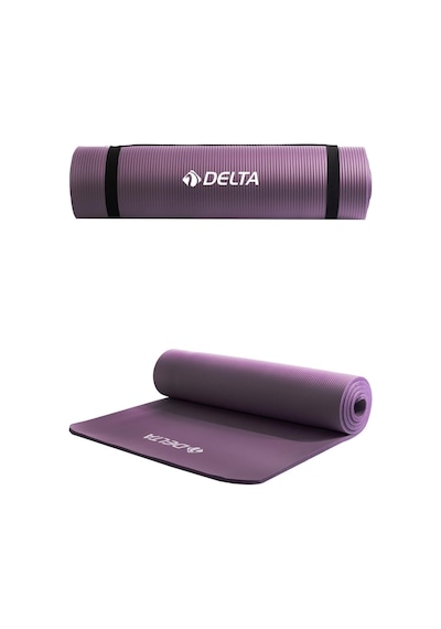 Delta Konfor Zemin 15 Mm Taşıma Askılı Pilates Minderi Yoga Matı, Lila, 15 Mm Siyah