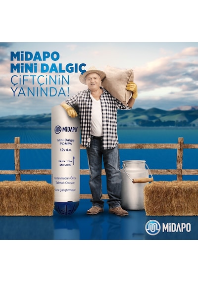 Midapo 12 V Çakmaklı Küçük Dalgıç Pompa Su Pompası Mazot Pompası N11.809