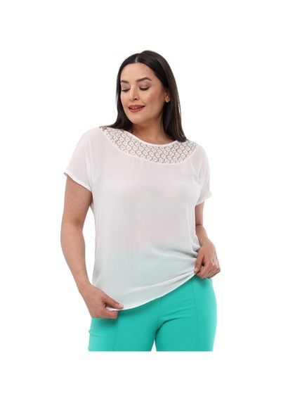 Hanezza Kadın Büyük Beden Ekru Bisiklet Yaka Yarasa Yarım Kol 42-52 Dantelli Krep Kumaş Bluz Ekru - 4035086 Ekru Hanezza Kadın Büyük Beden Ekru Bisiklet Yaka Yarasa Yarım Kol 42-52 Dantelli Krep Kumaş Bluz Ekru - 4035086 Ekru