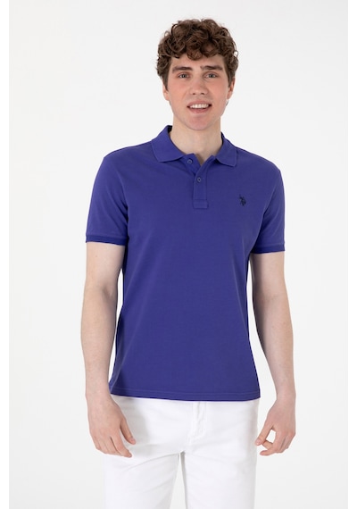 U.S. Polo Assn. Erkek Slim Fit Polo Yaka Mavi Basic Tişört 50297984-VR212