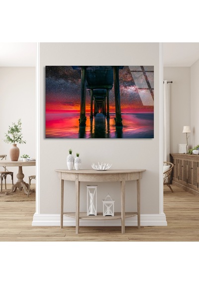 İskele Gün Batımı - Cam Tablo - Deg1299 110 X 70 Cm