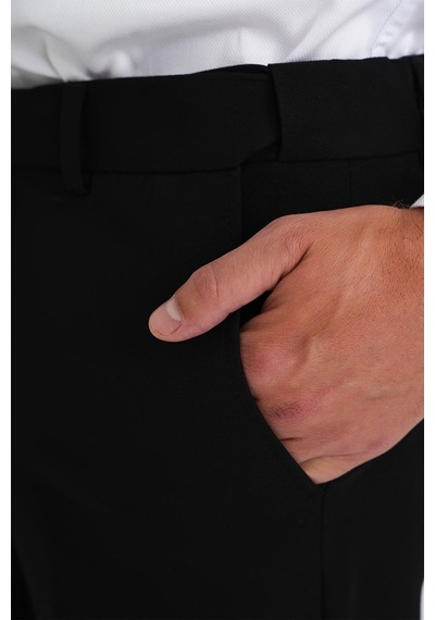 Efor Comfort Fit Beli Lastikli Esnek Siyah Pantolon P 1169 Siyah