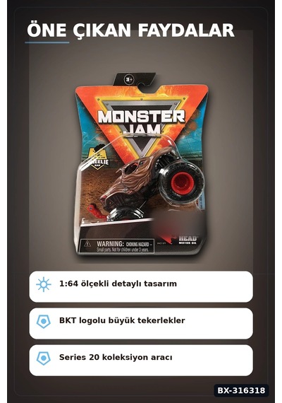 Monster Jam Canavar Kamyon Model Araba 1:64 Ölçekli Tekli Oyuncak Araç Bx-316318 Çok Renkli
