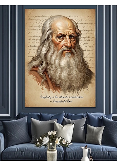 Leonardo Da Vinci Ve "sadelik En Üst Düzey Karmaşıklıktır"sözü Dekoratif Kanvas - Mdf Ahşap Tablo