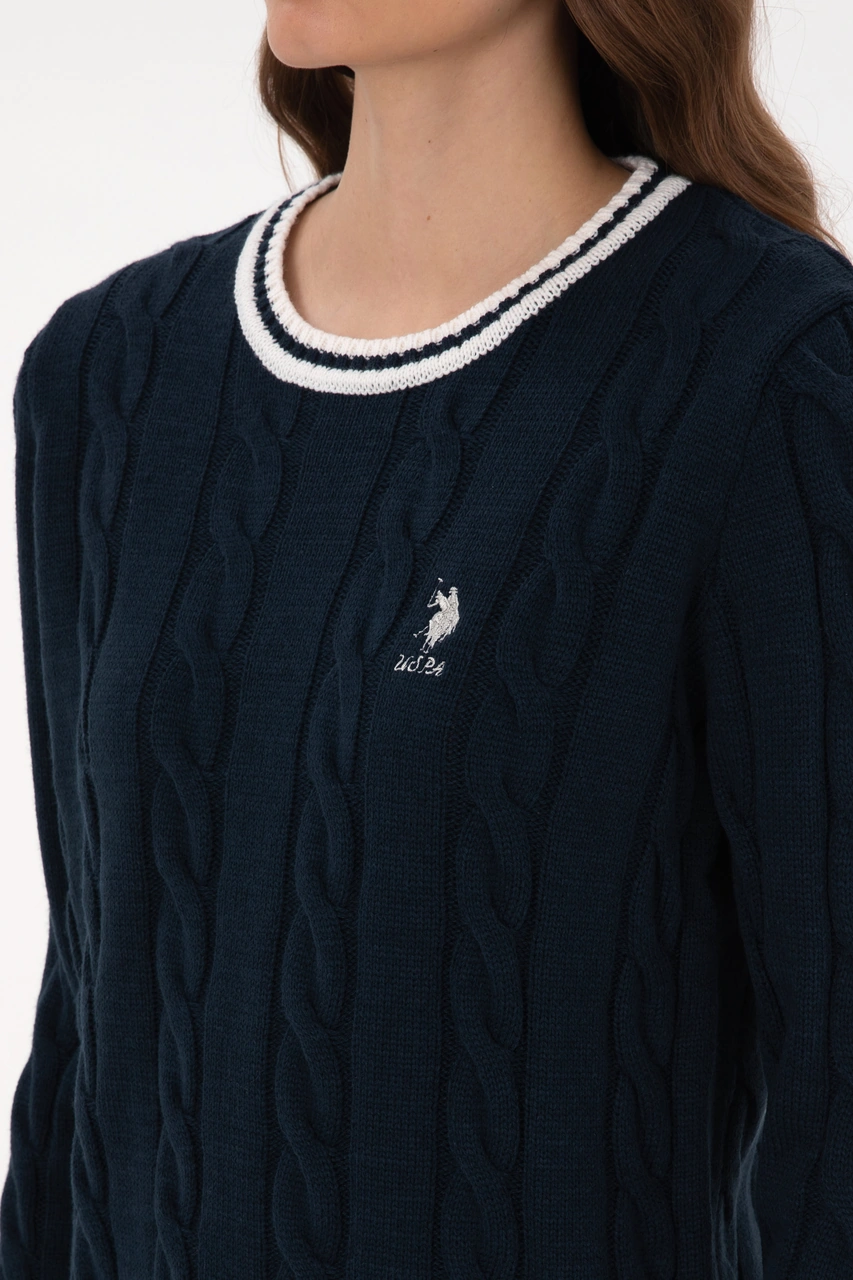 U.S. Polo Assn. Kadın Lacivert Bisiklet Yaka Kazak 50317182-VR033