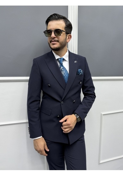 Avni Ceylan Milano Doppio Stil Kruvaze Takım Elbise Lacivert