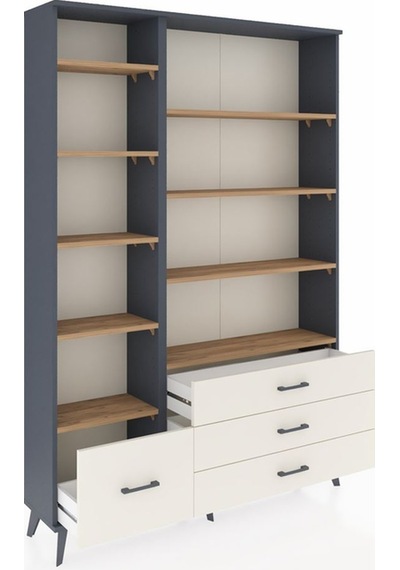 Arges Dolap 9 Raflı 4 Çekmeceli 132x30x195 Antrasit-çam/aytaşı Antrasit