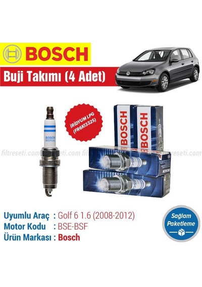 Vw Golf 6 1.6 Bosch İridyum Lpg Buji Takımı 2008-2012 Fr6kı332s
