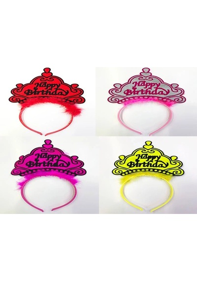 Ers Happy Birthday Yazılı Neon Renk Taç 12 Adet Diğer 46468304