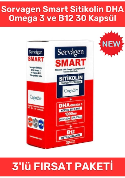 Sorvagen Smart Sitikolin Dha Omega 3 Ve B12 30 Kapsül 8680057351687