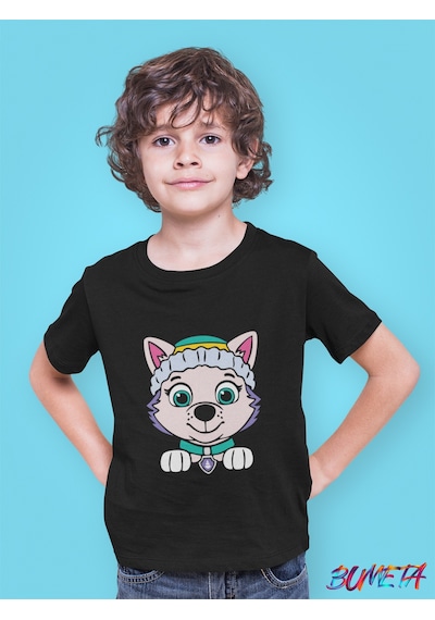 Bumeta Mini Kahraman Everest Paw Patrol Çocuk Tişört T-shirt Siyah