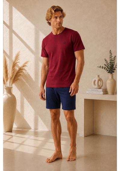 Pijamask Erkek Bordo Kısa Kollu Tişört Lacivert Şortlu Yazlık Pijama Takımı Pamuklu Rahat Ev Giyim Kırmızı Pijamask Erkek Bordo Kısa Kollu Tişört Lacivert Şortlu Yazlık Pijama Takımı Pamuklu Rahat Ev Giyim Kırmızı