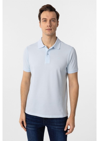 Süvari Buz Mavi Slim Fit Düz Polo Yaka Tişört Buz Mavi