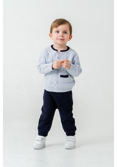 Babyhola Erkek Bebek Triko Kazak Pantolon Takım 23124 Mavi
