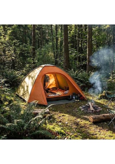 Buffer 4 Kişilik Yarı Otomatik Kamp Çadırı Suya Dayanıklı, Hızlı Kurulumlu Outdoor Aile Çadırı, Doğa, Kamp Ve Piknik Turuncu