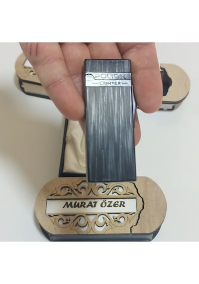 Çakmak Kişiye Özel İsim Yazılı Ve Mdf Tasarım Kutulu 29 Siyah