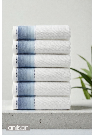 6'lı Selina El Havlusu - 50x100 Cm, 235 Gr, %100 Pamuk, Spa Ve Otel Havlusu Mavi