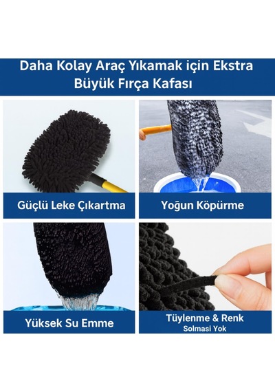 Coofbe Yedek Araç Yıkama Fırça Bezi, Oto Temizleme Fırçası Yedek Mop, Çizmez, Süper Emici, Kolay Tak-çıkar 1 Adet