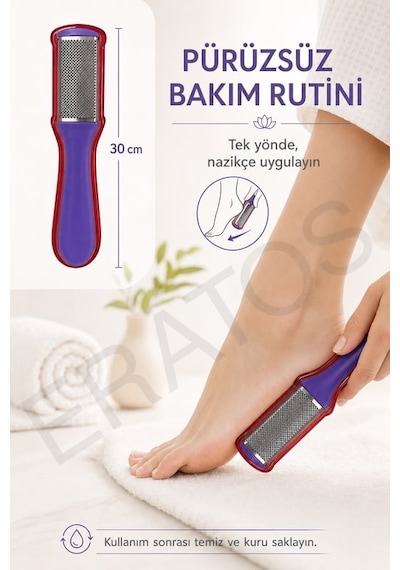 Eratos Paslanmaz Çelik Topuk Rendesi Ve Ayak Törpüsü Mor Ve Mavi 10'li Paket