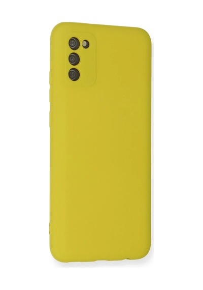 Samsung Galaxy A03s Kılıf Nano İçi Kadife Silikon - Sarı Sari