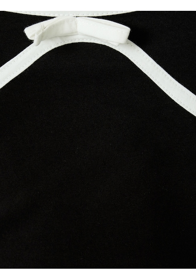 Koton Dikiş Detaylı Fiyonklu Slim Fit Askılı Crop Üst Siyah 5sal30035ık Siyah
