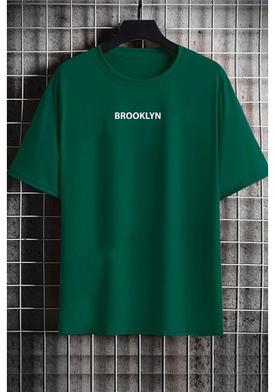 Flood Of Style Unisex Brooklyn Baskılı T-shirt Yeşil