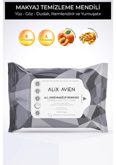 Alix Avien All Over Makeup Remover Wet Wipes Makyaj Temizleme Mendili 30 Pcs