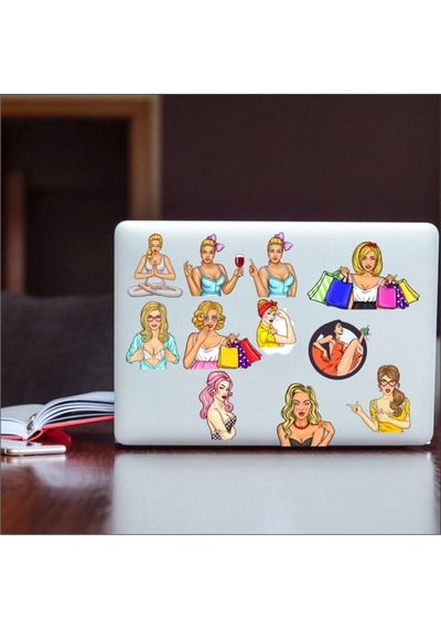 Plaj Kızı Stikcer Set-1 11 Parça Telefon, Tablet, Defter, Laptop Sticker