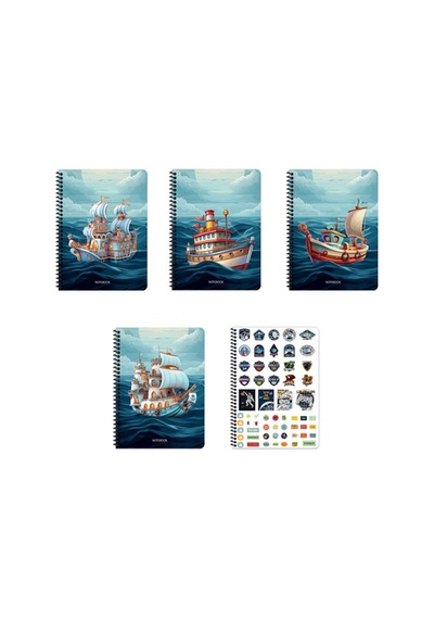 Keskin 16,5x22,5cm 80yp. Spiralli Pp Kapak Gemi Kareli 324242-99 Çok Renkli