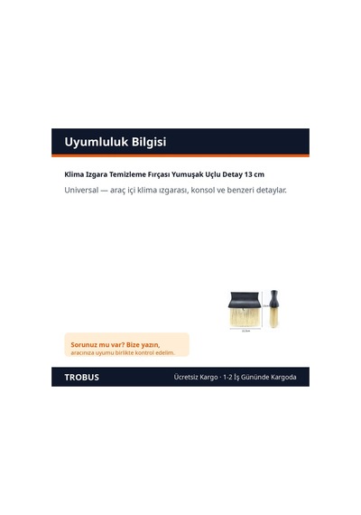 Trobus Klima Izgara Temizleme Fırçası Yumuşak Uçlu Detay 13 Cm